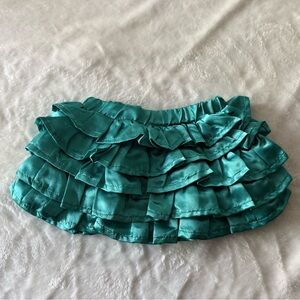 Ruffle Butts Emerald Green Ruffled Satin Like Skirt Baby Girls 6-12 Mths